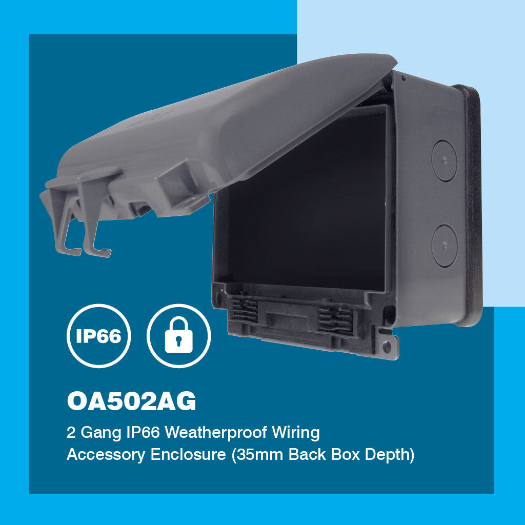 Click Aquip OA502AG 2 Gang IP66 Weatherproof Enclosure