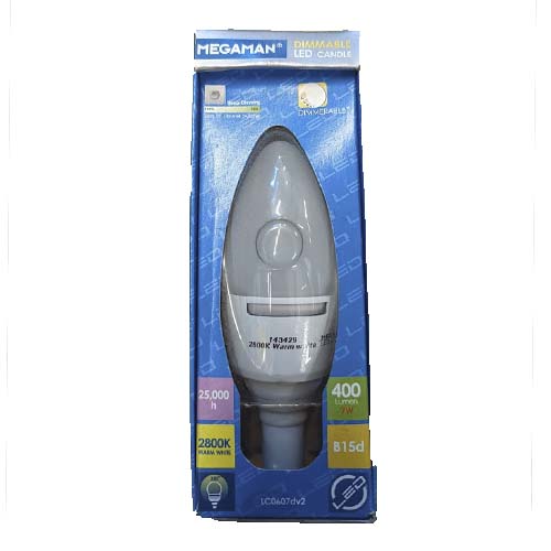 Megaman MM03641 Dimmable LED Candle 7W 2800K B15d-SBC