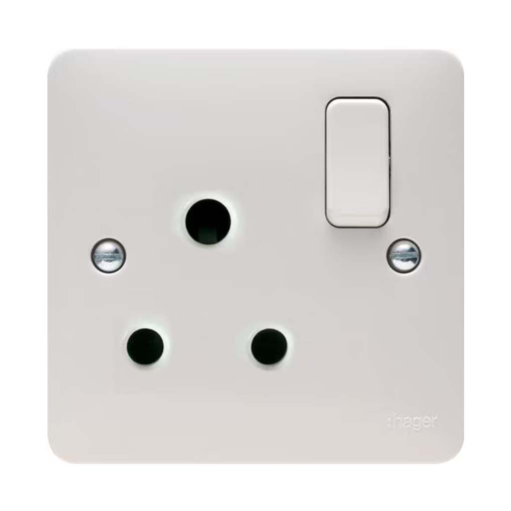 Hager WMSS115 1 Gang 15A Round Pin Switched Socket