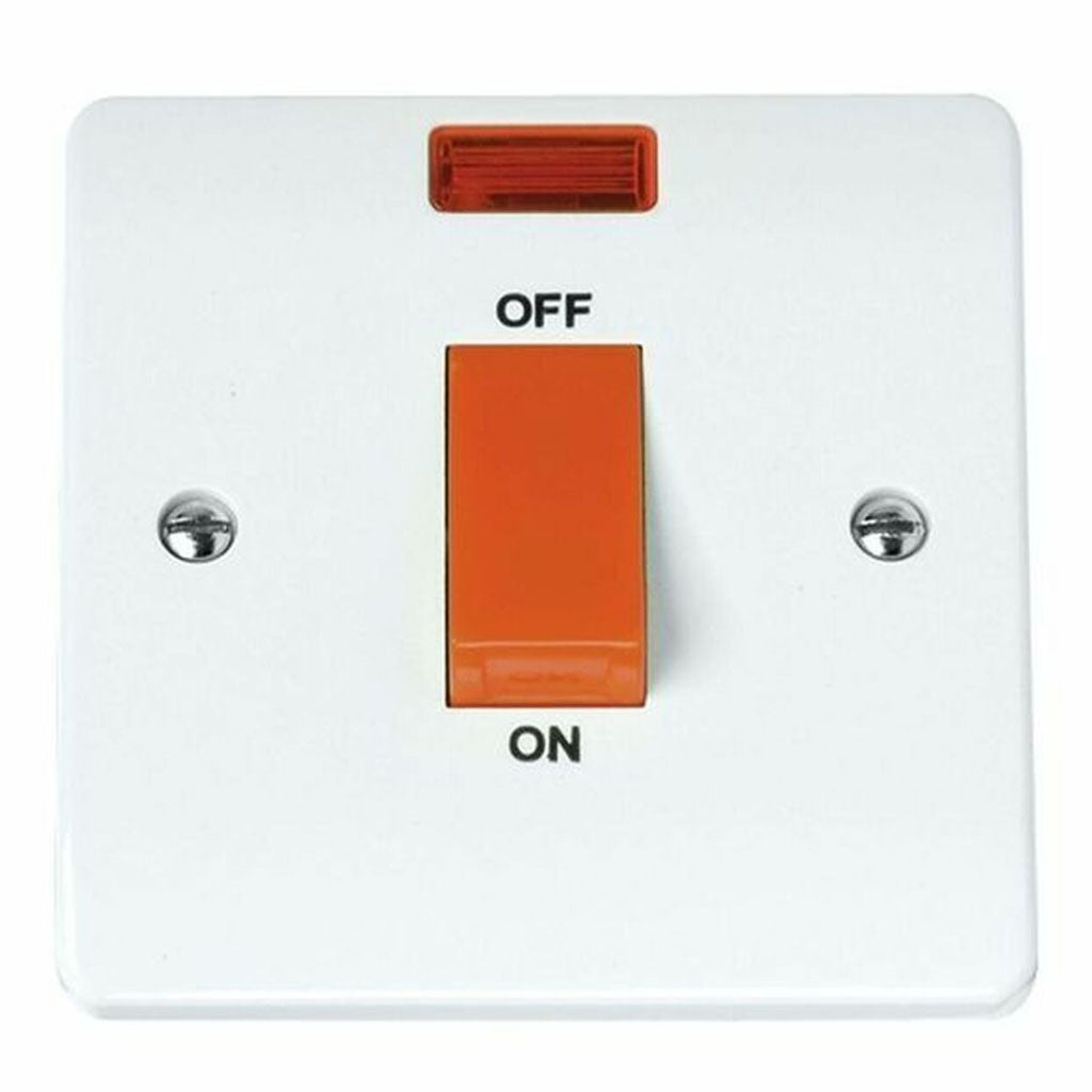 Click Mode CMA201 45A 1 Gang Single Cooker Switch with Neon - Red Rocker