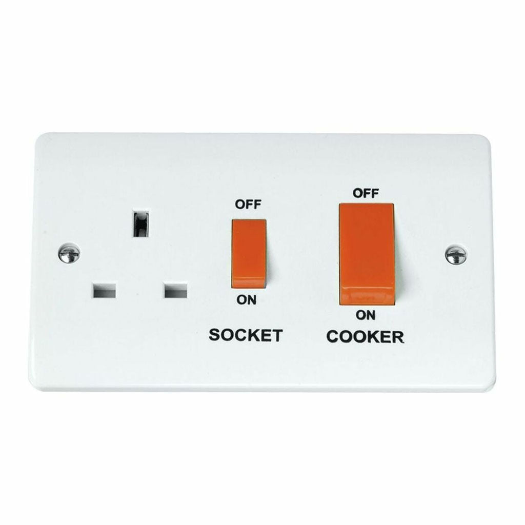 Click Mode CMA204 45A Cooker Switch with 13A Switched Socket - Red Rocker