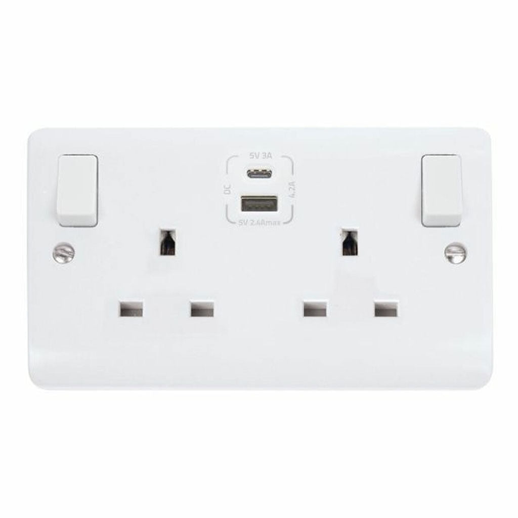 Click Mode CMA786 13A Switched Double Socket with Type A & C USB 4.2A