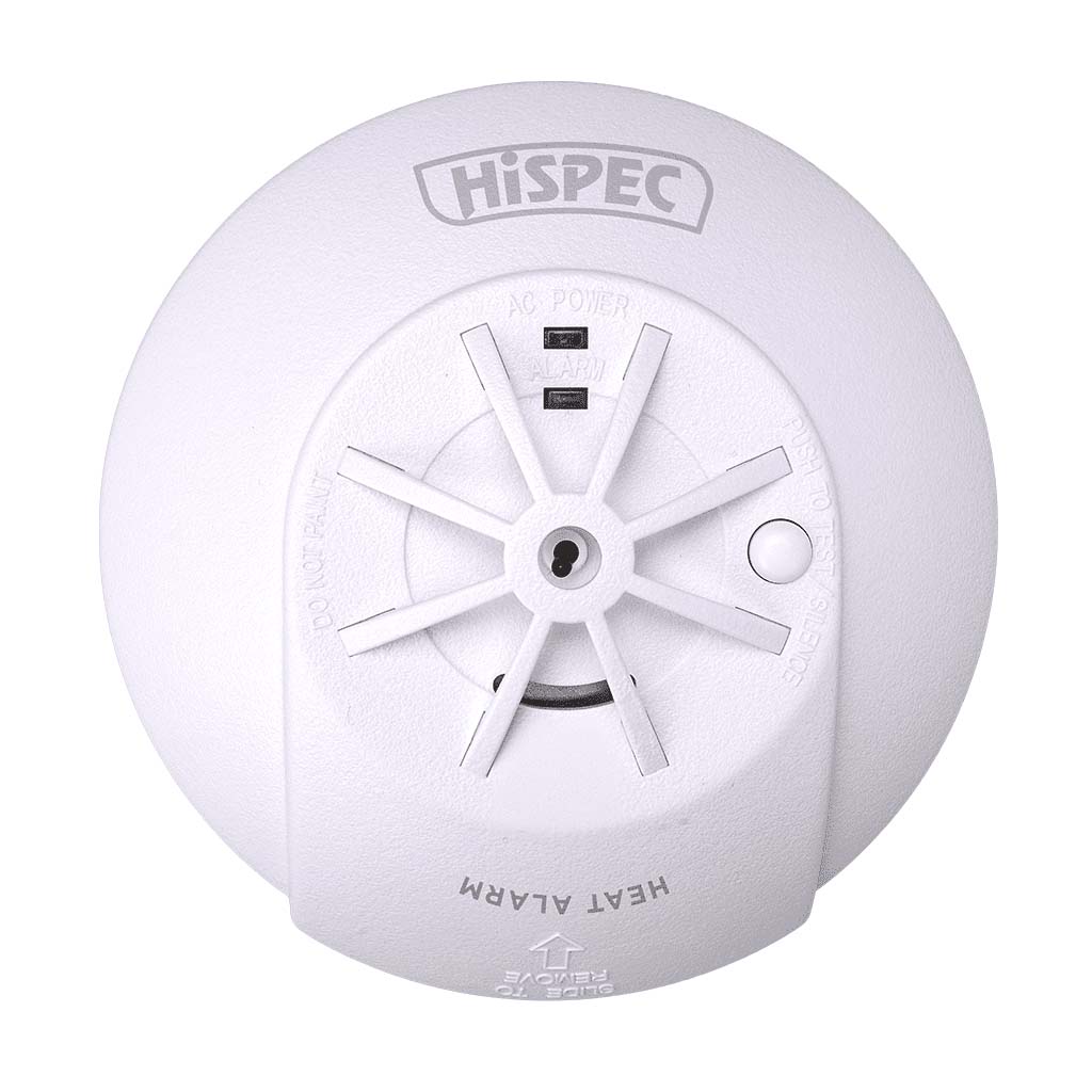 Hispec HSSA/HE/FF10 Mains Heat Detector with 10 Year Lithium Backup
